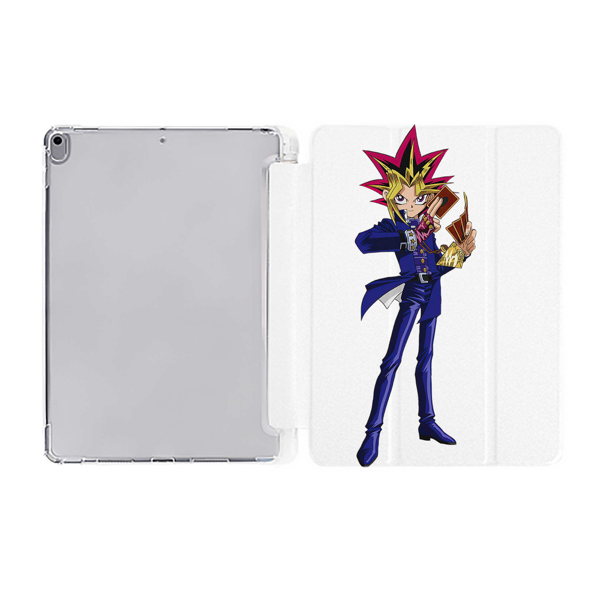 （画像用） 遊☆戯☆王 Yu-Gi-Oh! IPad ケース ペン収納付き 三つ折りスタンド PUレザー×シリコン 対応機種9.5/10.5/10.9インチ